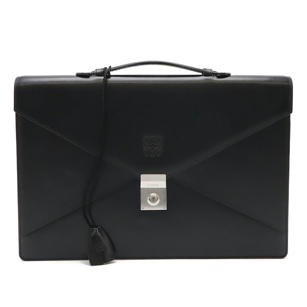 Loewe Anagram Briefcase Business Bag Handbag Leather Black